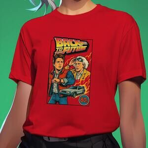 Retro 80S Time Travel Movie T-Shirt Sci-Fi Comic Style Graphic Tees